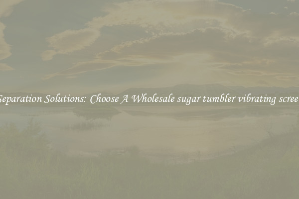Separation Solutions: Choose A Wholesale sugar tumbler vibrating screen